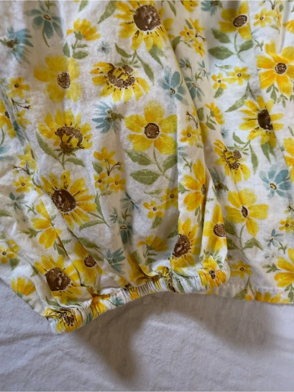 Old Navy Yellow and White Sunflower Square-Neck Blouse